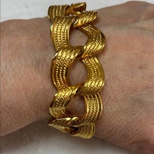 Gold-Tone Textured Link Bracelet - Classic Women's Jewelry